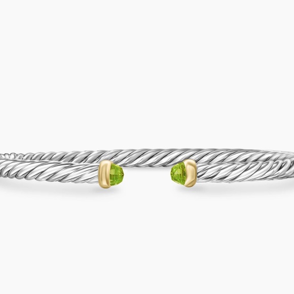 David Yurman Jewelry - David Yurman Cable Bracelet 4mm Peridot Sterling Silver Gold Size M B14711